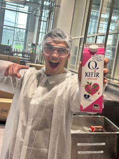 André var med på første produksjon av Q Kefir Bringebær på Jæren denne uken.