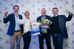 fra venstre: Kategorisjef i NorgesGruppen Nicolai Rosenberg , kategoridirektør Helle Tollehaugen, Glenn Jelsnes fra Rørosmeieriet og NorgesGruppens konsernsjef Runar Hollevik