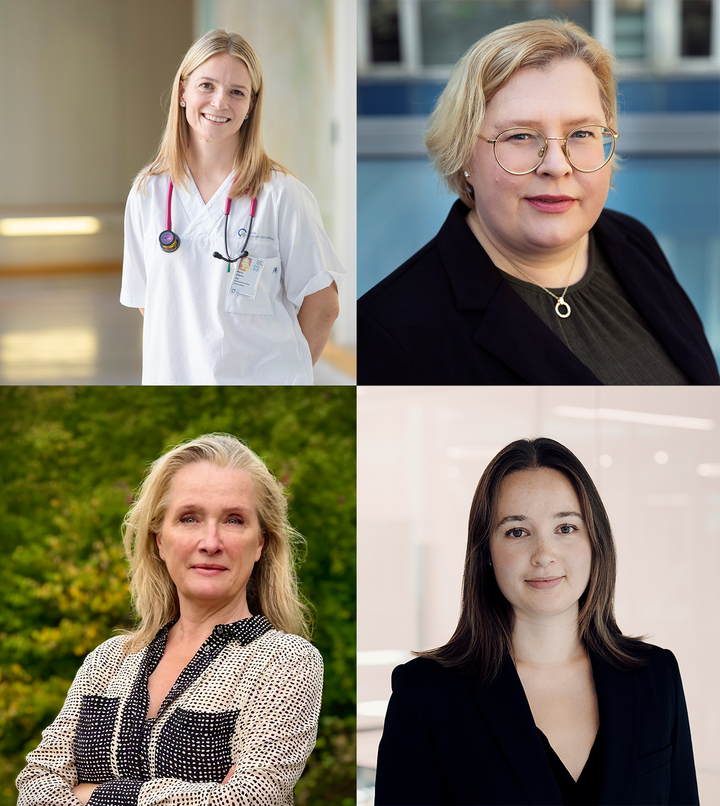 De fire kvinnelige lederne som har fått finansiering fra WomenTech EU. Fra øverst til venstre med klokka: Maria Vistnes, CEO i Klyv Therapeutics (Foto: Anne Elisabeth Næss), Mari Rogne, CEO i Pioneer (Foto: Kristin Aafløy), Simone Mester, CEO i Authera (Foto: Tord Paulsen) og Tove Cecilie Viebe, CEO i Seald (Foto: A.Peretz).