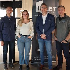 Alex Grängfors, gründer og CFO i Inlet, Malin T. Guttormsen i SpareBank 1 Østfold Akershus, Thomas A. Wisur, gründer og CEO i Inlet og Anders Berthling Wisur, som er CTO og partner i Inlet.