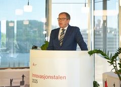 Administrerende direktør Håkon Haugli holder årets innovasjonstale i Innovasjon Norges lokaler på Grev Wedels Plass.