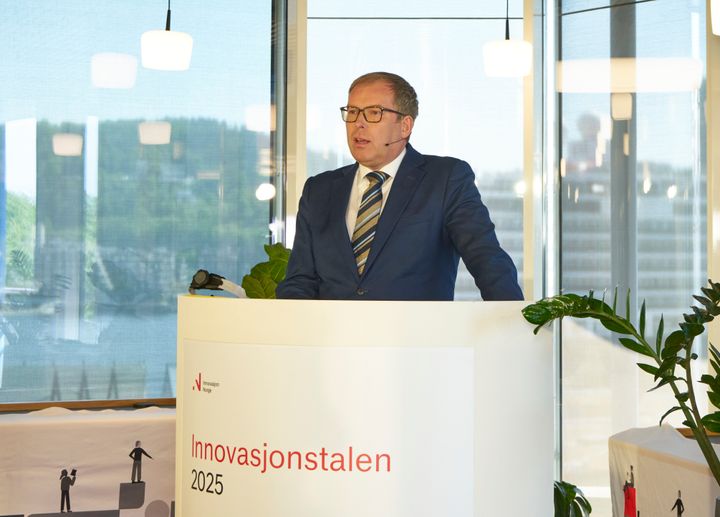 Administrerende direktør Håkon Haugli holder årets innovasjonstale i Innovasjon Norges lokaler på Grev Wedels Plass.