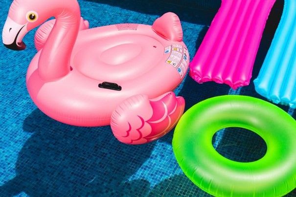 Flamingo og baderinger i basseng
