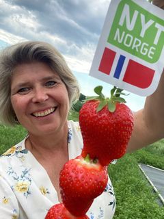 Bilde av Nina Sundqvist med norske jordbær